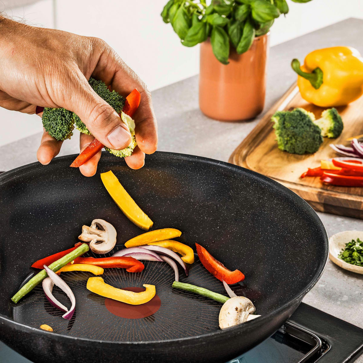 WOKPANNA 28 cm  - svart, Basics, metall (28cm) - Tefal