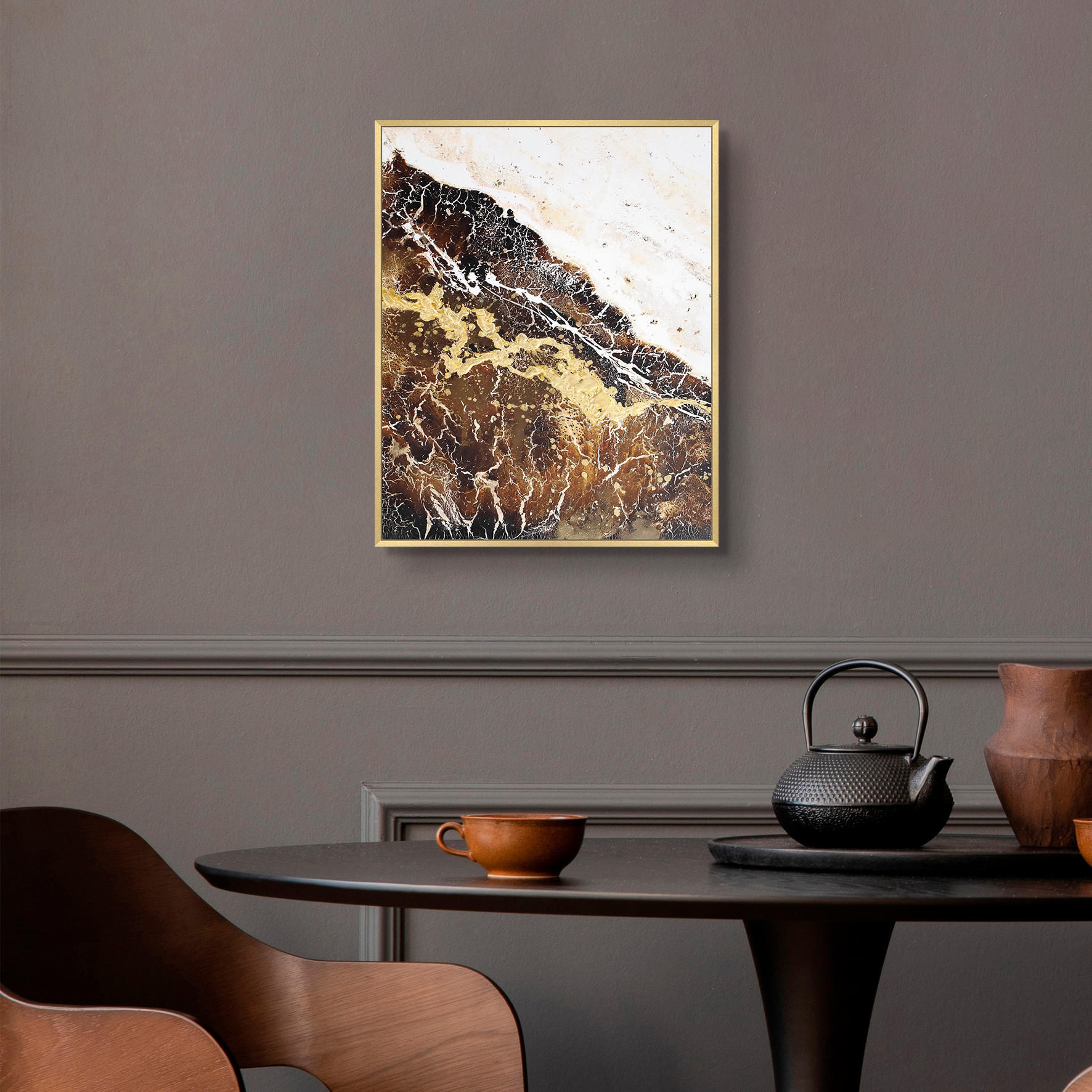 KUNSTDRUCK Abstraktes 40/50 cm  - Goldfarben/Multicolor, Basics, Holzwerkstoff (40/50cm) - Monee