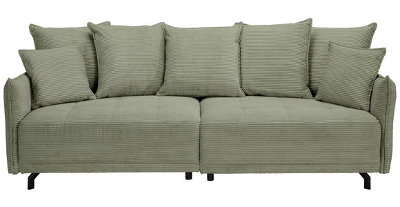 BIGSOFA in Cord Olivgrün - Schwarz/Olivgrün, Design, Textil/Metall (226/91/103cm) - Carryhome