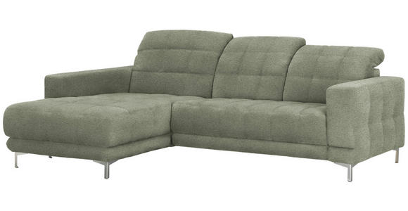 ECKSOFA in Webstoff Grün  - Chromfarben/Grün, Design, Textil/Metall (187/260cm) - Xora