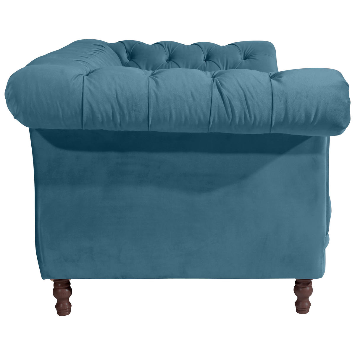 CHESTERFIELD-ZWEISITZER-SOFA  in Velours Petrol  - Nussbaumfarben/Petrol, Design, Holz/Textil (200/80/100cm) - Max Winzer