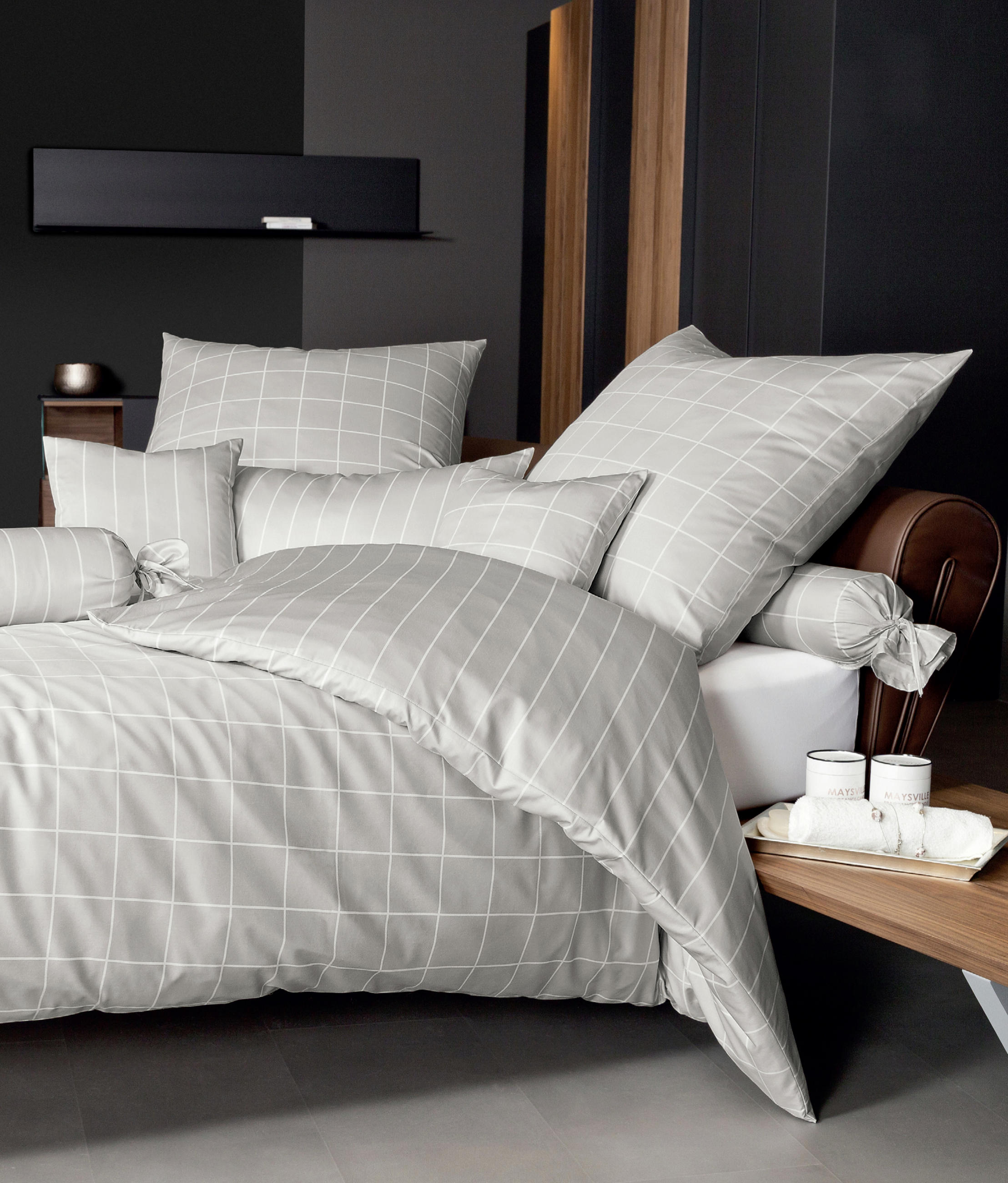 WENDEBETTWÄSCHE Giulietta Makosatin 135/200 cm  - Beige/Weiß, KONVENTIONELL, Textil (135/200cm) - Janine