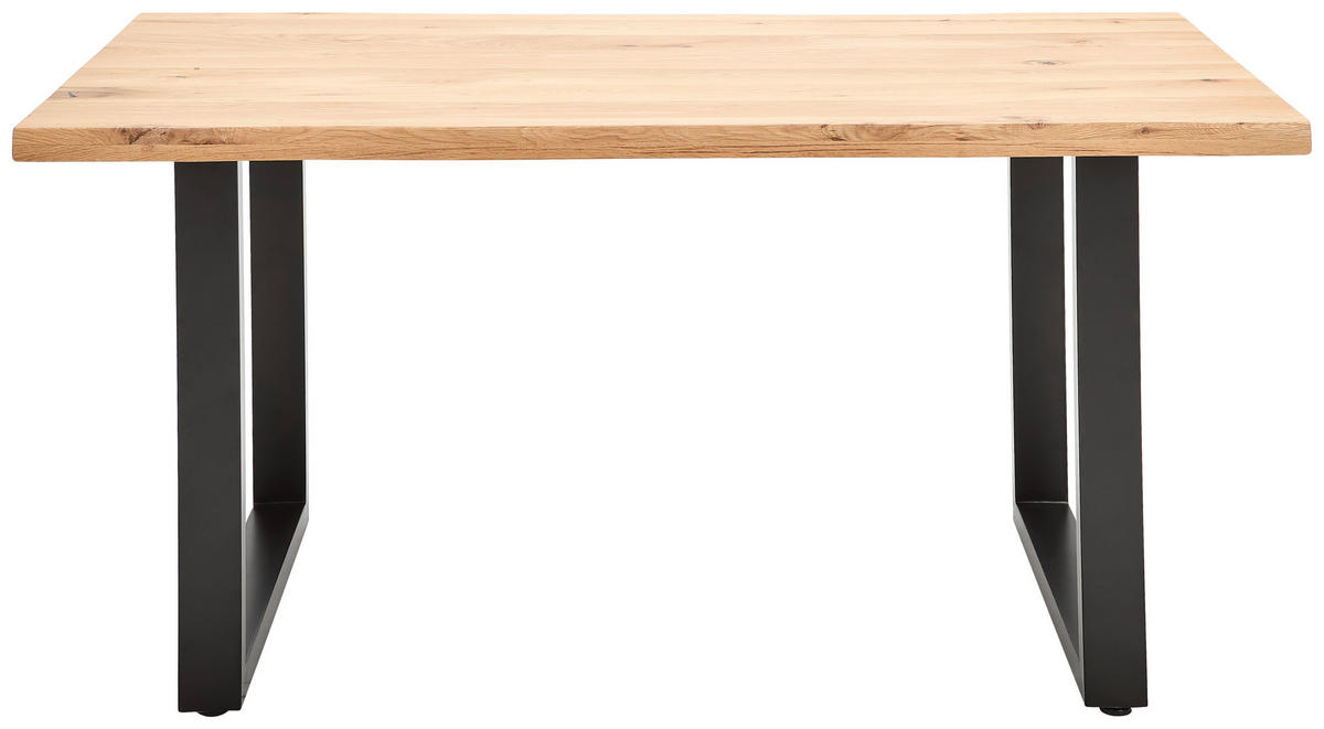 ESSTISCH Eiche vollmassiv rechteckig Eichefarben, Schwarz  - Eichefarben/Schwarz, Design, Holz/Metall (160/90/76cm) - home24