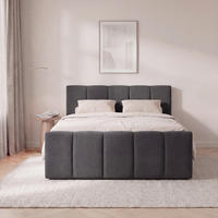 BOXSPRINGBETT 140/200 cm,  in Anthrazit, gepolstertes Kopfteil, Bettkasten, Topper, H2 + H2 = mittel  - Anthrazit/Schwarz, Basics, Kunststoff/Textil (140/200cm) - Boxxx