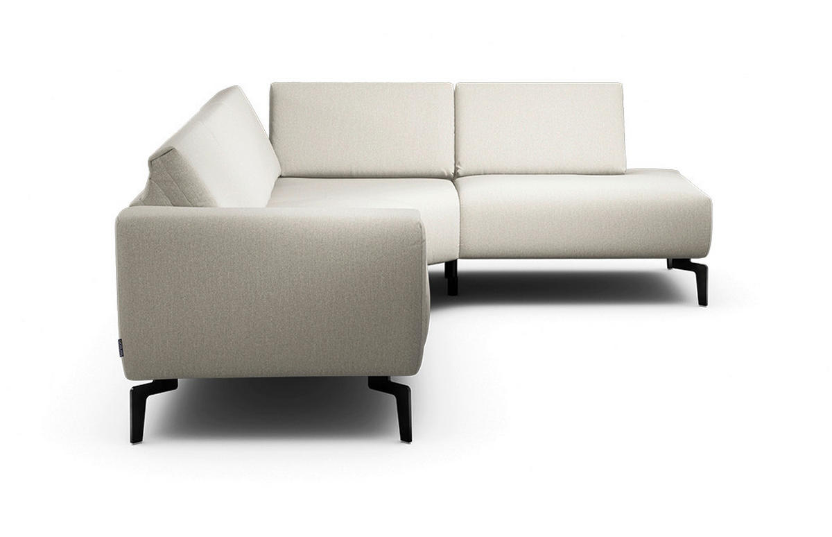 ECKSOFA Cosy Naturfarben Samt  - Schwarz/Naturfarben, Design, Textil/Metall (256/193cm) - SENSOO