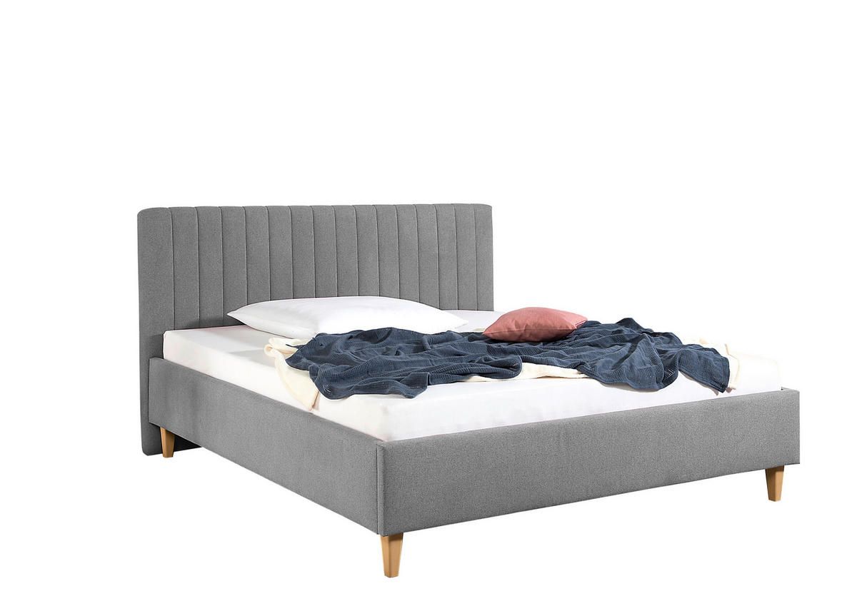 POLSTERBETT 200/200 cm,  in Grau,  - Naturfarben/Grau, MODERN, Holz/Textil (200/200cm) - Livetastic