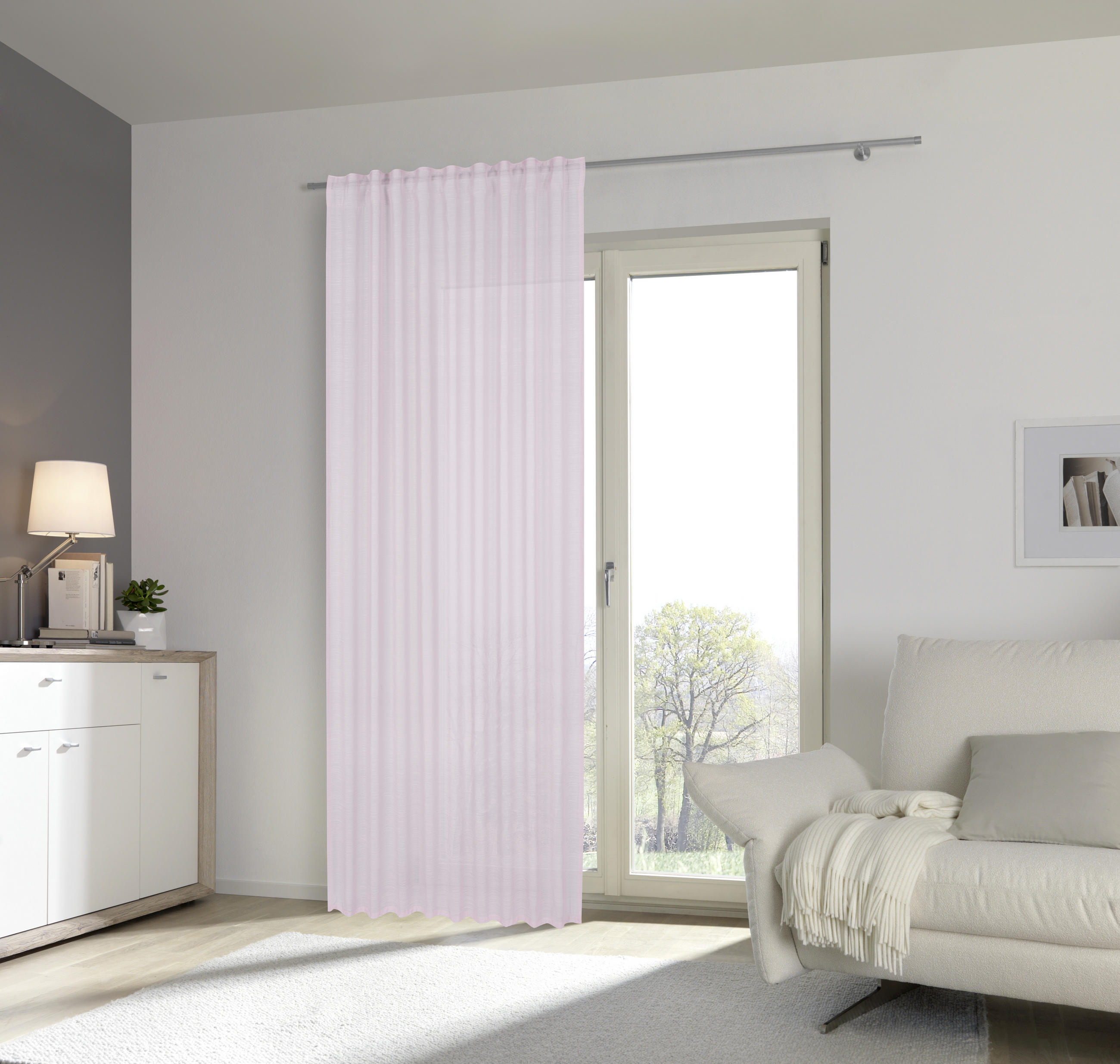 Perdea gata confecţionată semitransparent  - roz, Basics, textil (140/245cm) - Esposa
