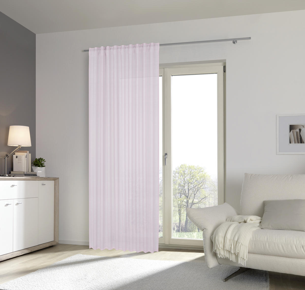 Perdea gata confecţionată semitransparent  - roz, Basics, textil (140/245cm) - Esposa