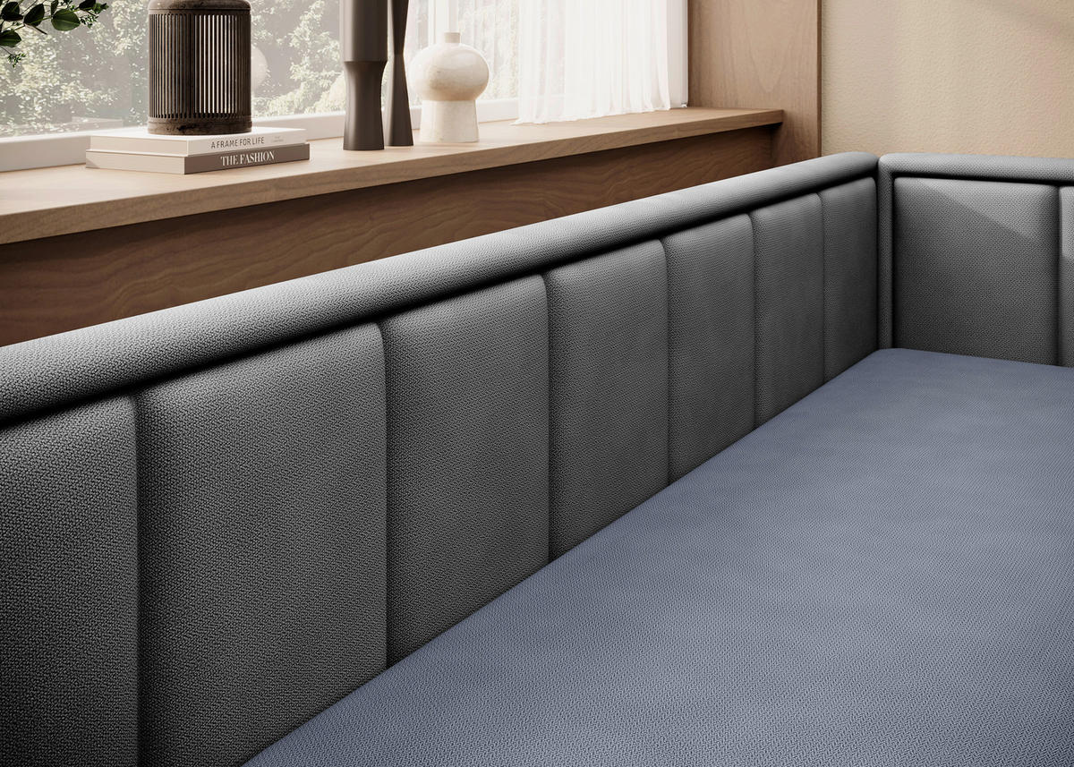 RÉCAMIERE in Chenille Anthrazit, Blau  - Blau/Anthrazit, Design, Kunststoff/Textil (214/77/82cm) - MID.YOU