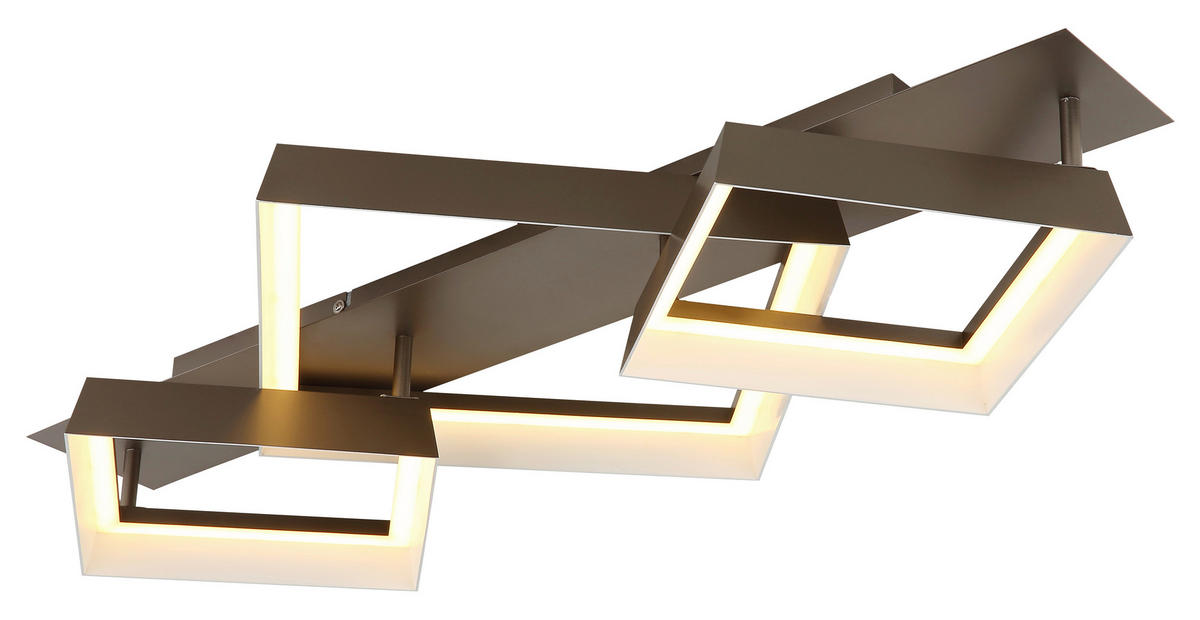 LED-DECKENLEUCHTE 85/49,5/12 cm   - Braun/Weiß, Design, Kunststoff/Metall (85/49,5/12cm) - Globo