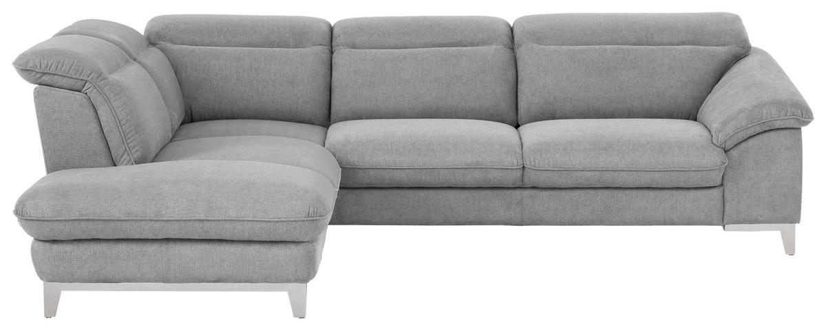 ECKSOFA in Chenille Hellgrau  - Chromfarben/Hellgrau, Design, Textil/Metall (232/293cm) - Livetastic