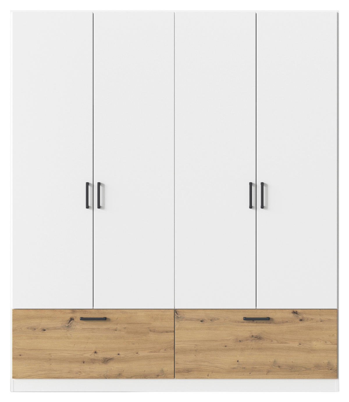KLEIDERSCHRANK in Weiss, Eiche Artisan  - Weiss/Eiche Artisan, Basics, Holzwerkstoff/Metall (181/210/54cm) - Boxxx