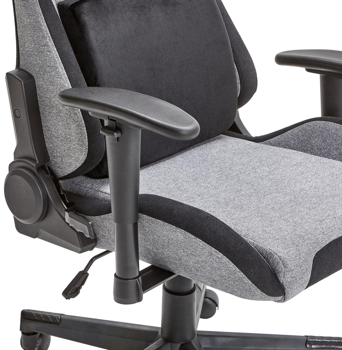 GAMINGSTUHL  in Samt, Webstoff Grau, Schwarz  - Schwarz/Grau, MODERN, Kunststoff/Textil (55/127/68cm) - Livetastic