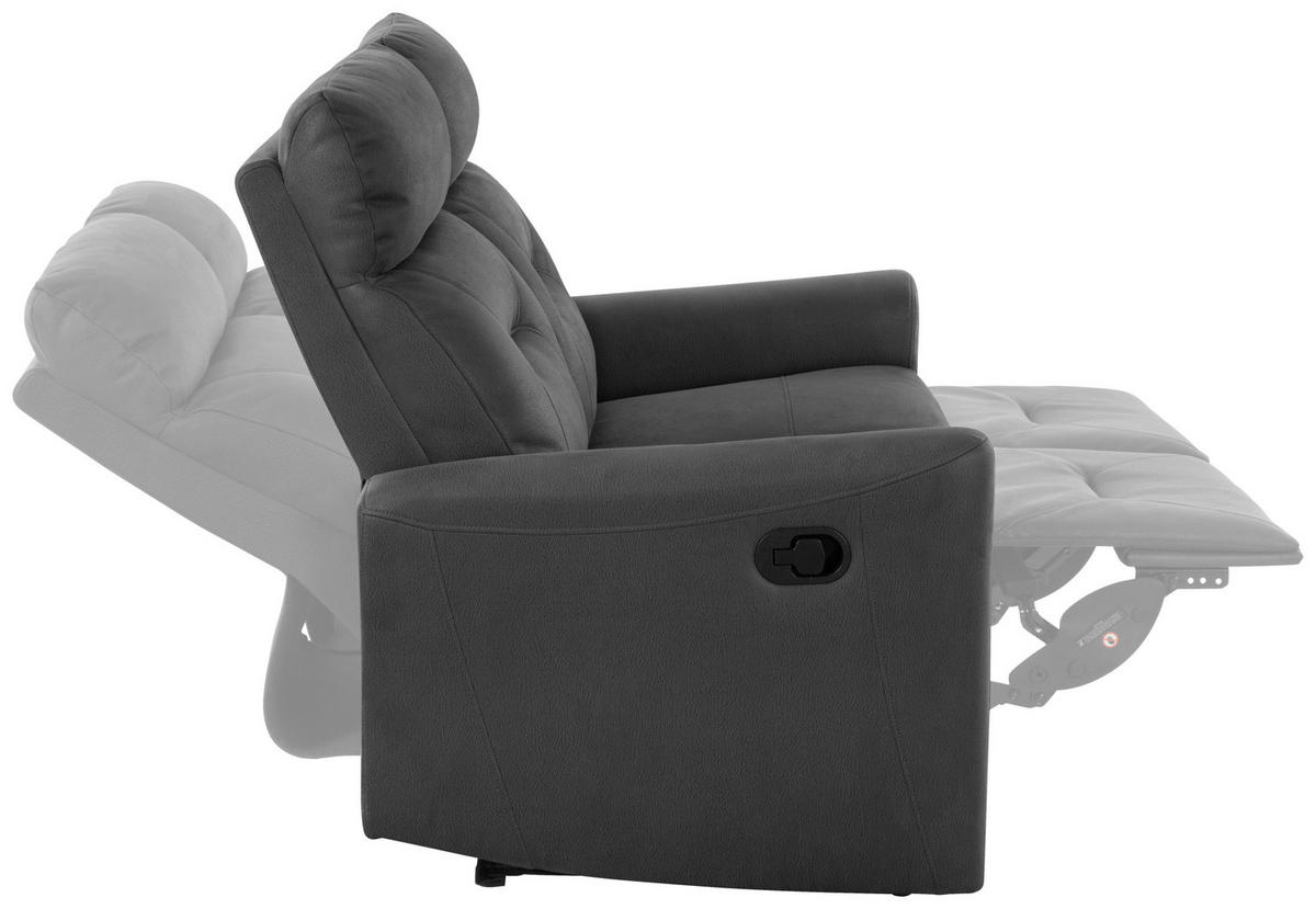 SITZGARNITUR Mikrofaser Grau  - Schwarz/Grau, Design, Textil/Metall - Livetastic