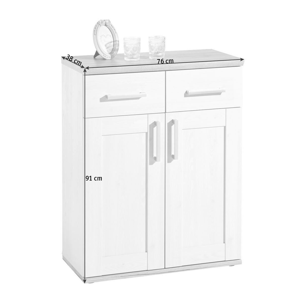 KOMODA   76/91/38 cm   bijela  - bijela/srebrne boje, Design, drvni materijal/plastika (76/91/38cm) - Xora
