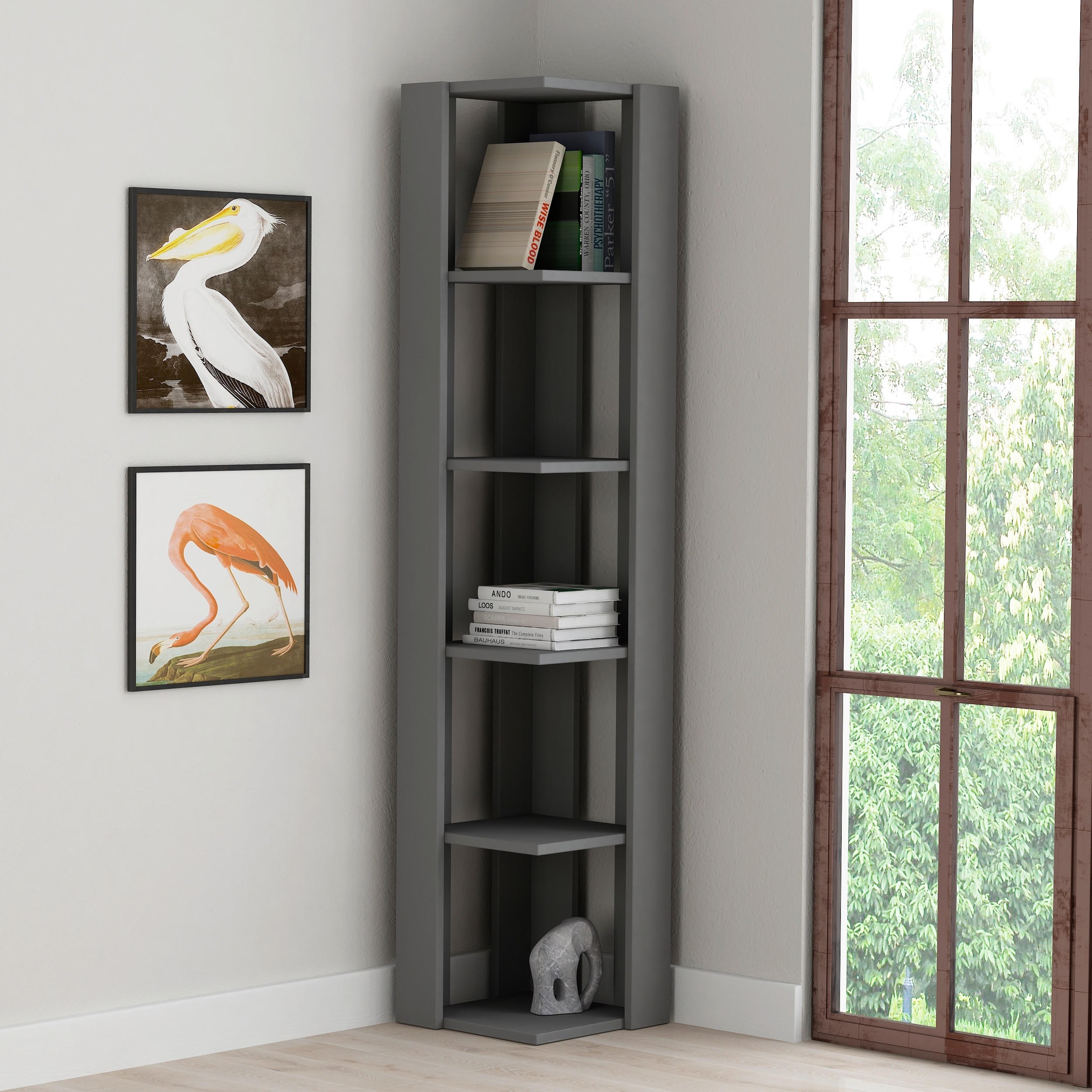 BOKHYLLA i 34/161/34 cm antracit  - antracit, Design, trämaterial (34/161/34cm) - Livetastic