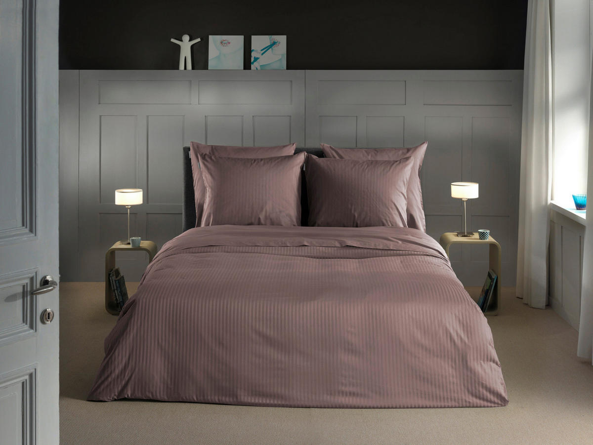 BETTWÄSCHE 2-teilig Banda Makosatin 135/200 cm  - Dunkelrosa, Basics, Textil (135/200cm)