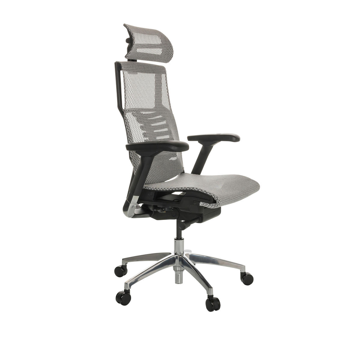DREHSTUHL Netz Hellgrau  - Silberfarben/Hellgrau, Basics, Kunststoff/Textil (67/119-135/60cm) - MID.YOU