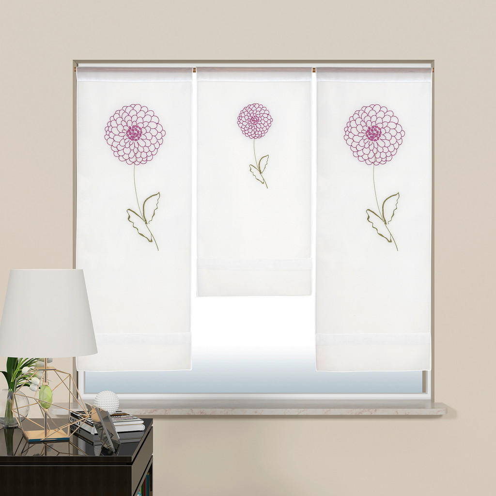 Thumbnail - Xxxl Kurzgardinen, Grün, Rosa, Weiß, Textil, Floral, 90x80 cm, Oeko-Tex® Standard 100, mit Beschwerungsstab, Wohntextili...