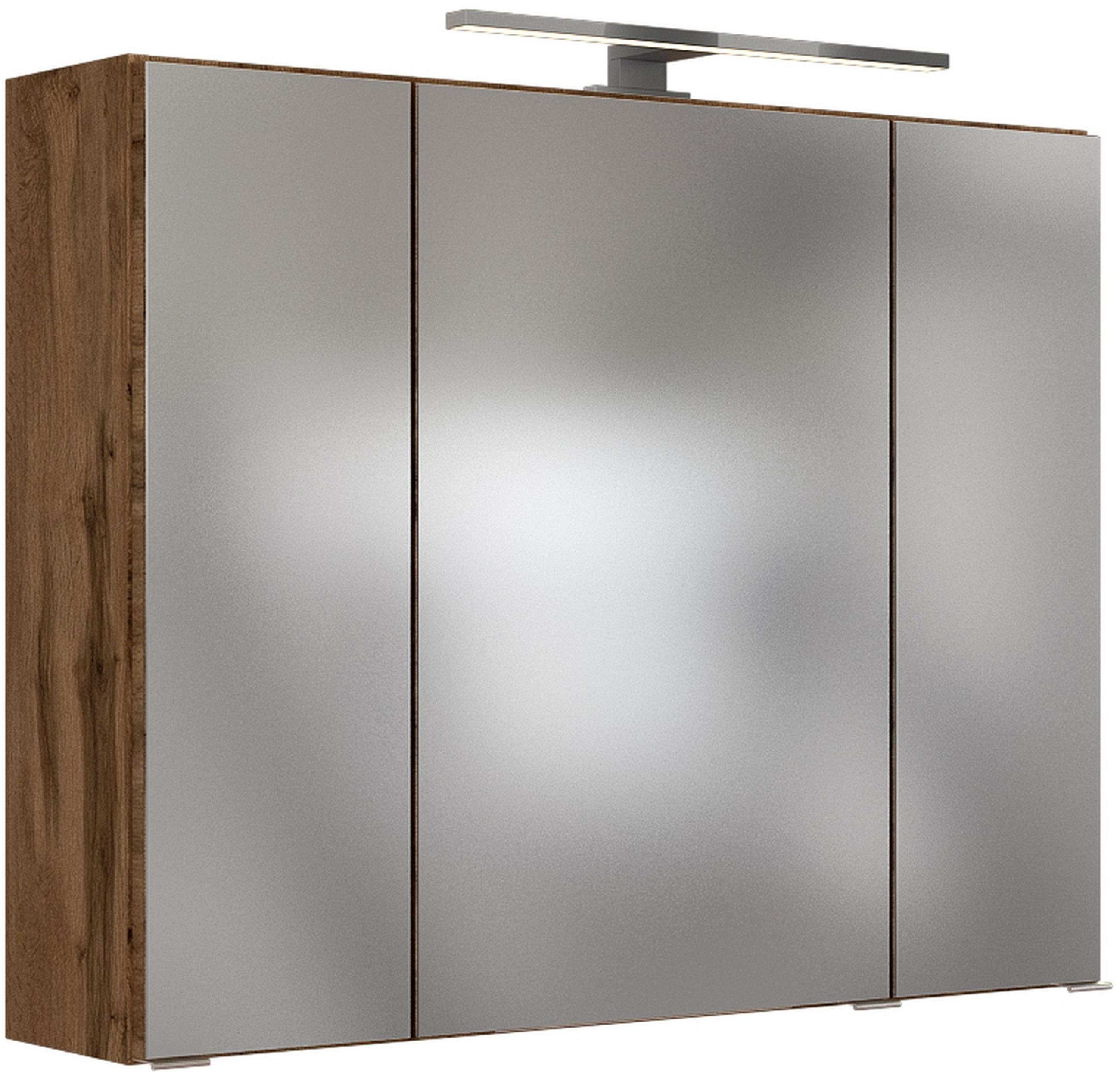 SPIEGELSCHRANK 80/66/20 cm  - Chromfarben/Eiche Wotan, Natur, Glas/Holzwerkstoff (80/66/20cm) - Held