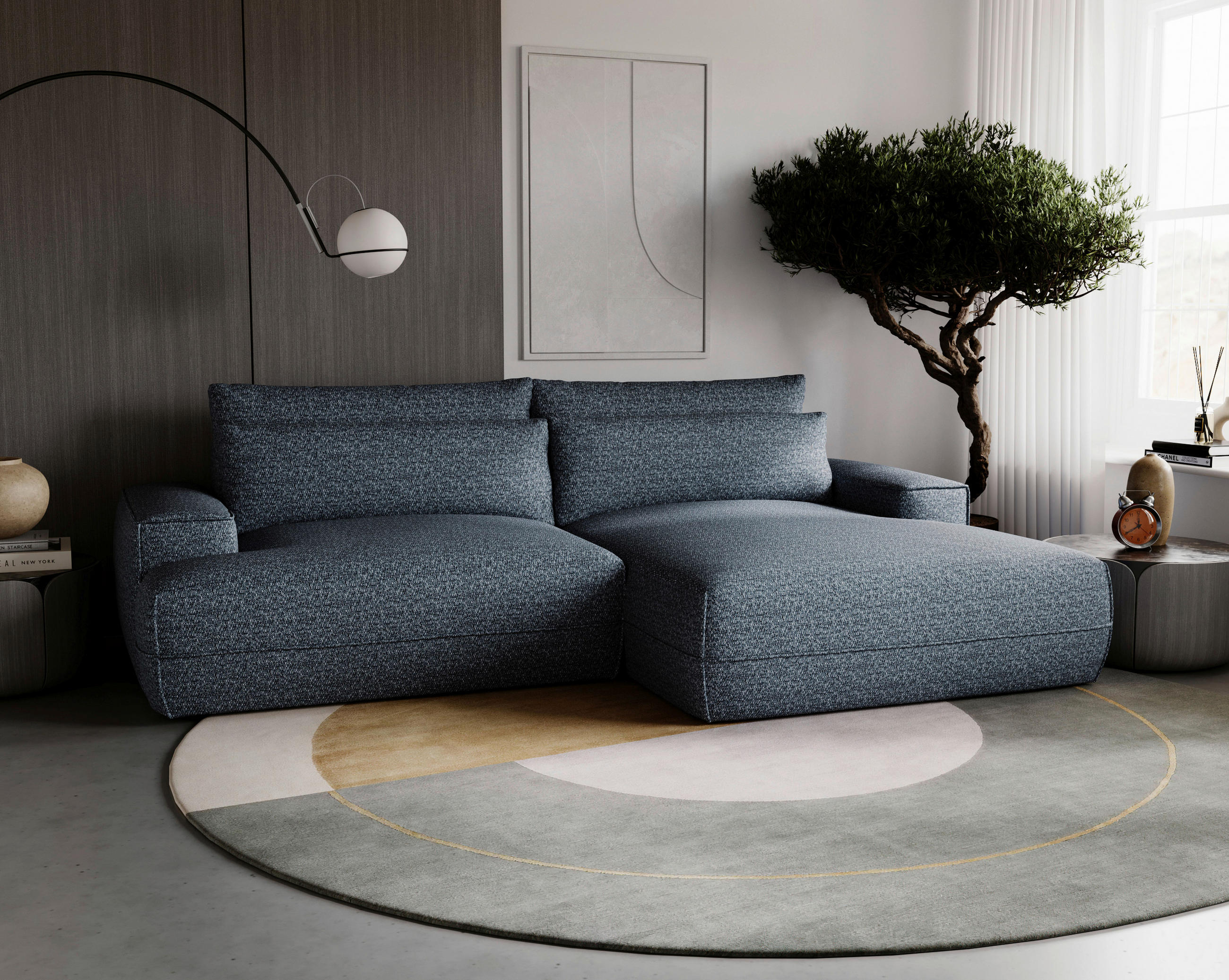 ECKSOFA in Struktur Blau  - Blau/Schwarz, Design, Kunststoff/Textil (272/156cm) - Livetastic