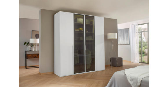 DREHTÜRENSCHRANK 201/235/60 cm 4-türig Weiß, Grau - Weiß/Grau, Trend, Glas/Holzwerkstoff (201/235/60cm) - Novel