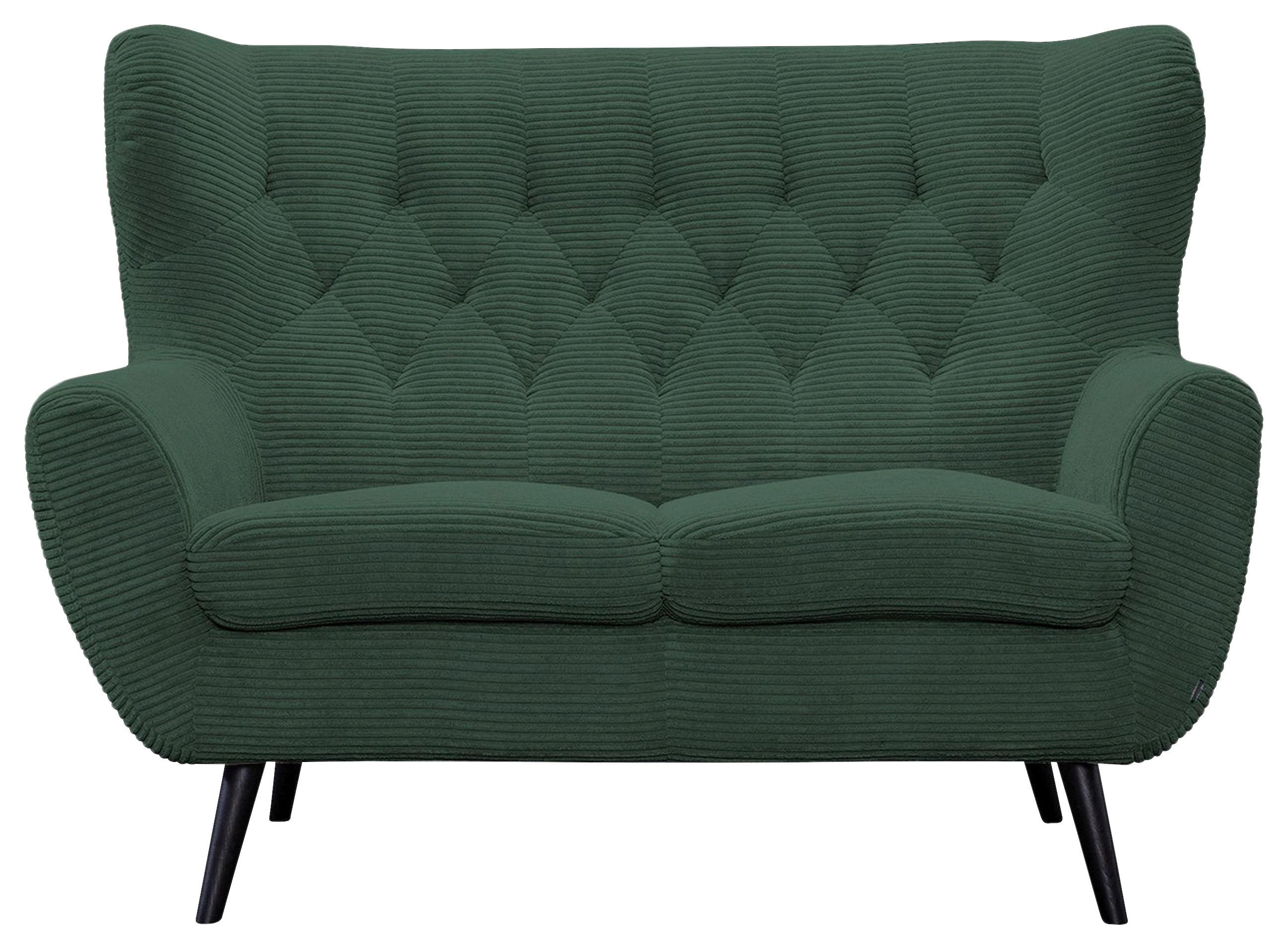 2-SITZER-SOFA Cord Grün  - Schwarz/Grün, Design, Holz/Textil (137/101/95cm) - Stylife