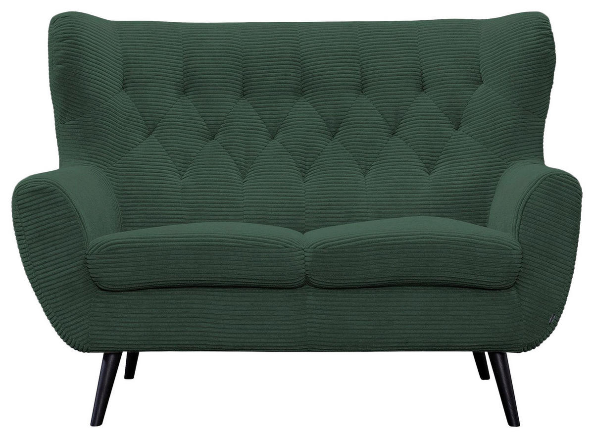 2-SITZER-SOFA Cord Grün  - Schwarz/Grün, Design, Holz/Textil (137/101/95cm) - Stylife