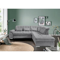 ECKSOFA Flachgewebe Dunkelgrau  - Chromfarben/Dunkelgrau, Modern, Textil/Metall (308/254cm) - Livetastic