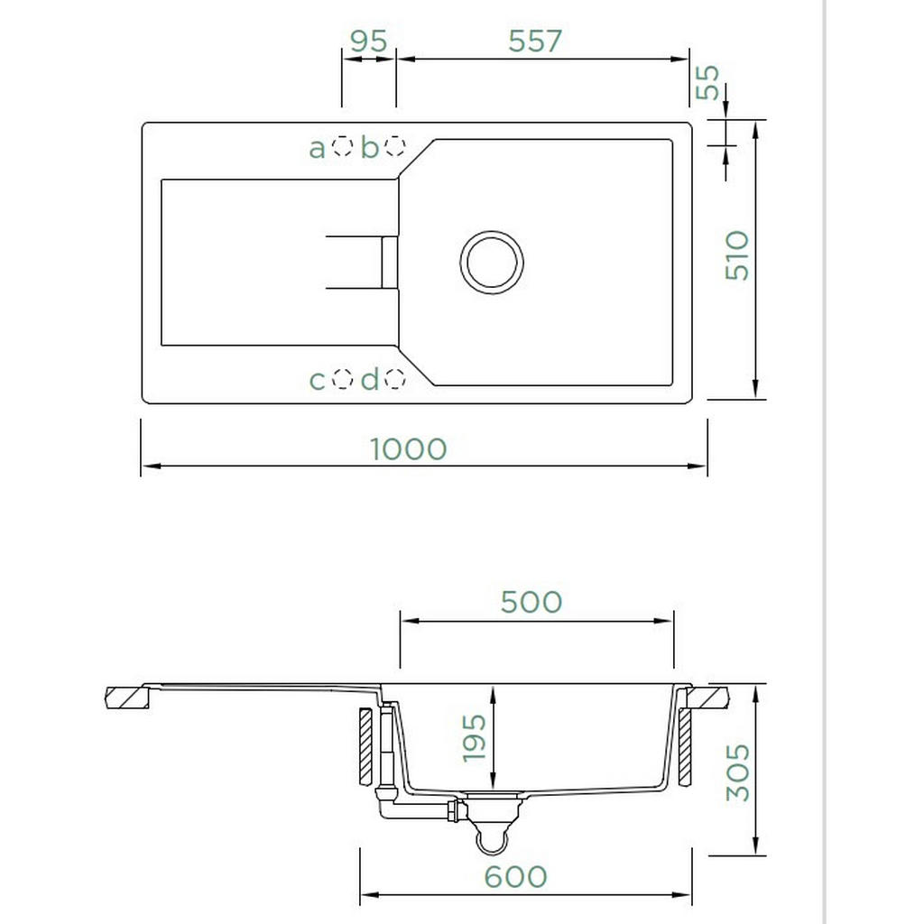 Thumbnail - Schock Spüle Manhattan, Dunkelgrau, Stein, 100x30.5x51.0 cm, Küchen, Küchenausstattung, Küchenspülen