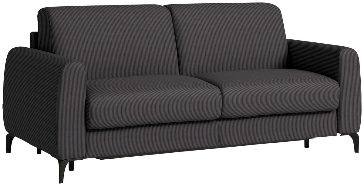 SCHLAFSOFA Cord Graphitfarben  - Schwarz/Graphitfarben, Konventionell, Holz/Textil (203/88/102cm) - Novel