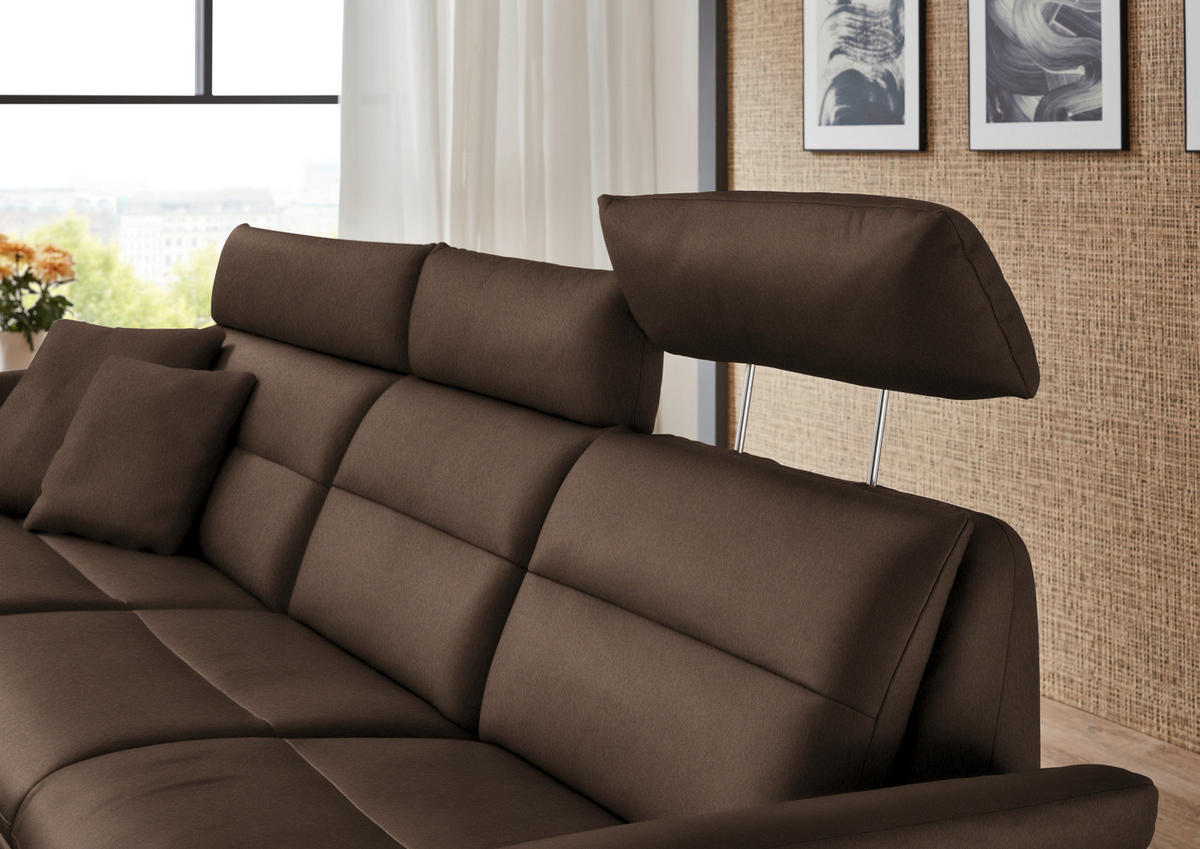ECKSOFA in Echtleder Braun  - Schwarz/Braun, Design, Leder/Metall (169/298cm) - Dieter Knoll