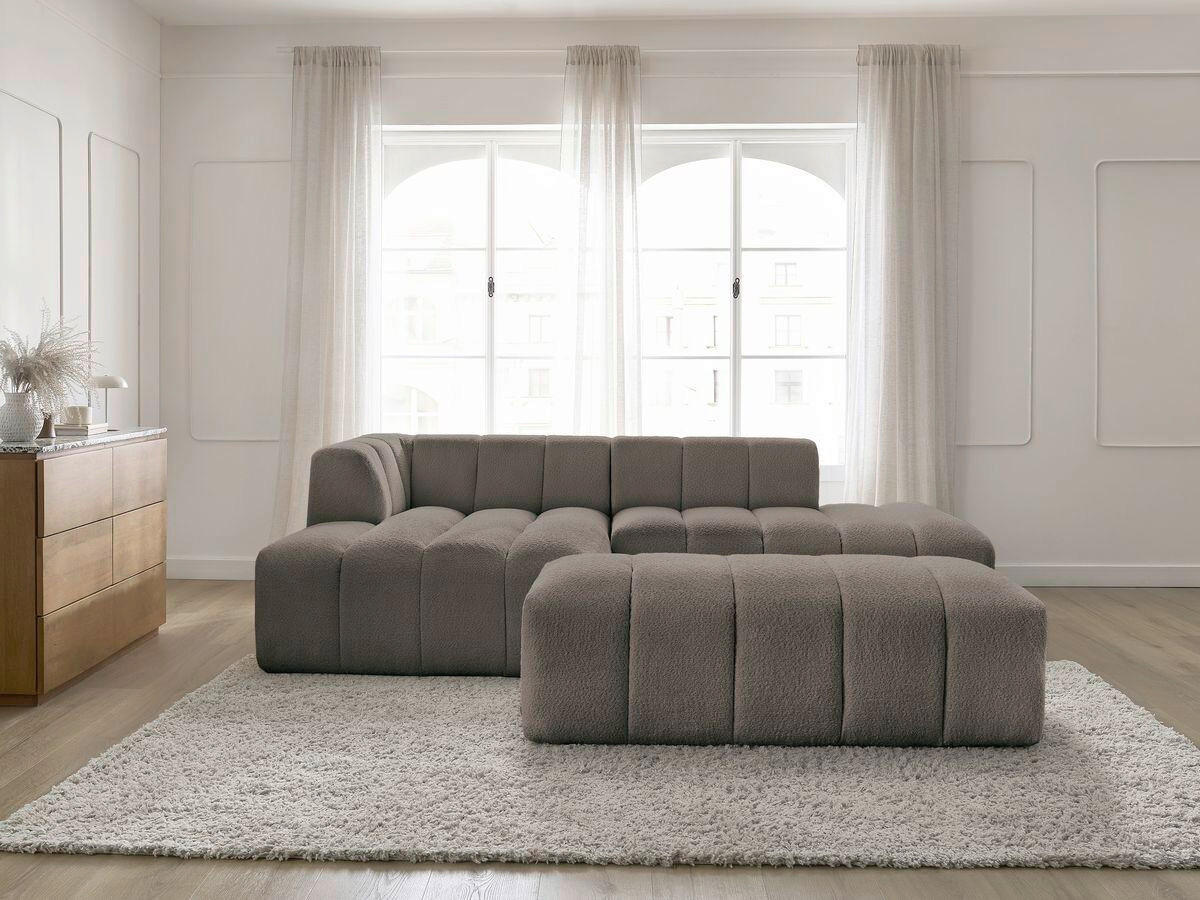 ECKSOFA  ANNECY Taupe Bouclé  - Taupe/Schwarz, MODERN, Kunststoff/Textil (170/262cm)
