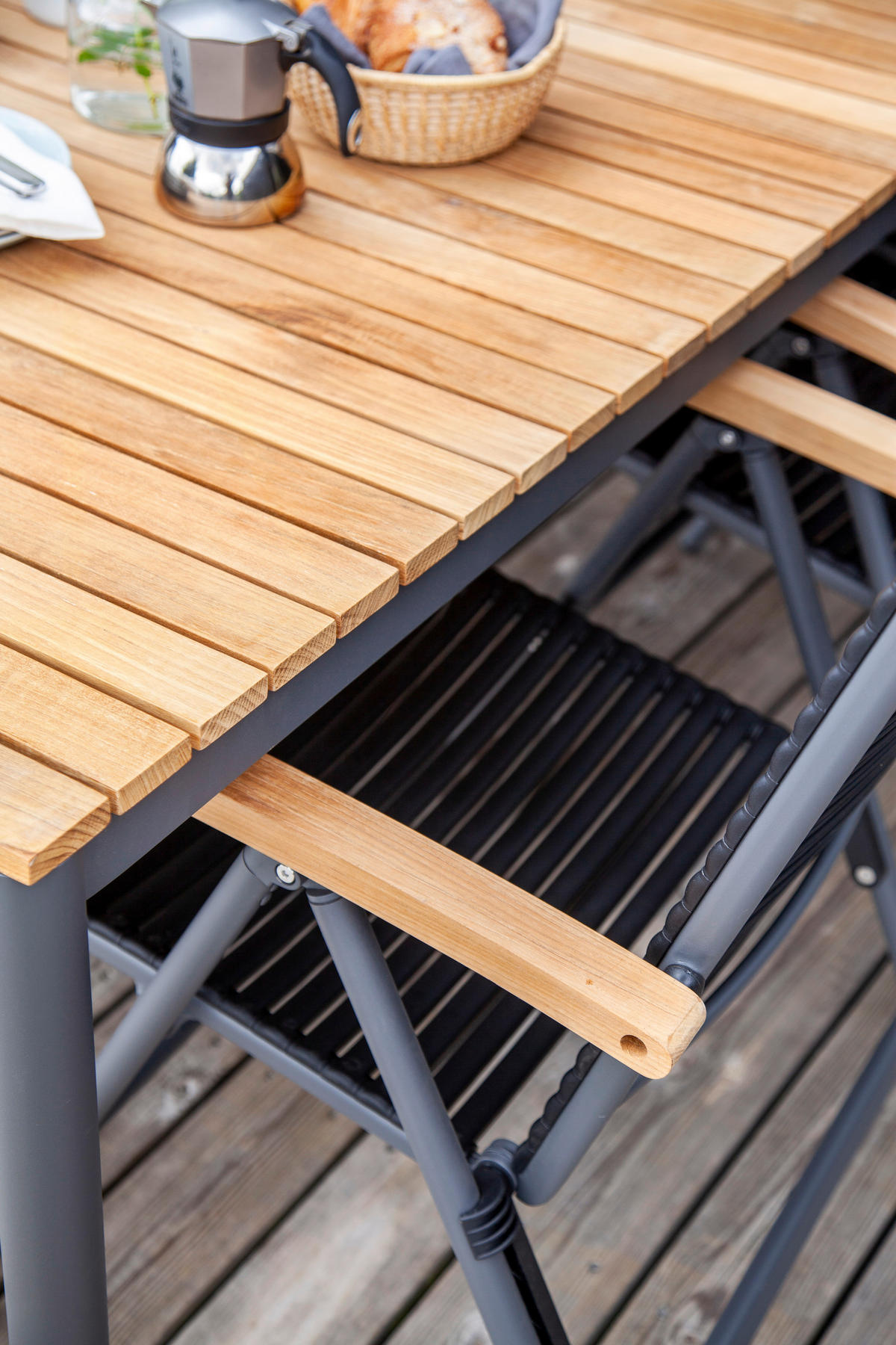 GARTENTISCH 167,5/100/74 cm  - Anthrazit/Teakfarben, KONVENTIONELL, Holz/Metall (167,5/100/74cm) - Gardenson