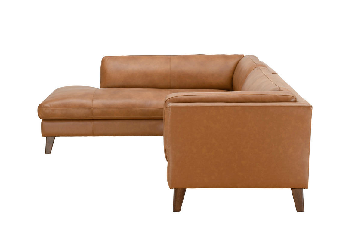 ECKSOFA SERA Cognac Echtleder Lederlook  - Cognac/Dunkelbraun, Design, Leder/Holz (194/235cm) - Livetastic
