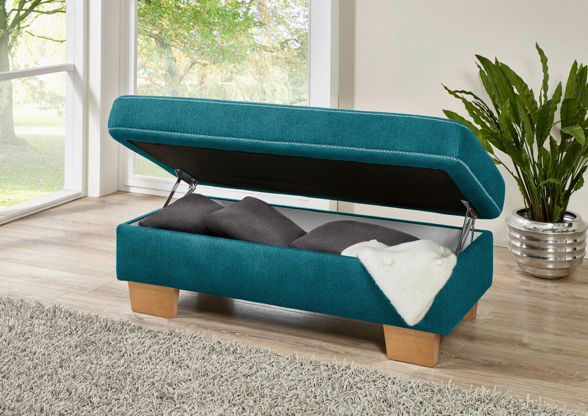 ECKSOFA  in Mikrofaser Petrol  273/226 cm  - Eichefarben/Beige, Natur, Holz/Textil (273/226cm) - Beldomo System