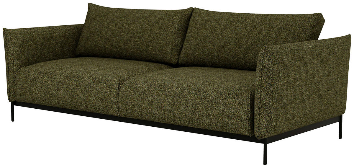 SOFA Chenille Grün  - Schwarz/Grün, Design, Textil/Metall (223/96/95cm) - Livetastic