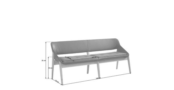 SITZBANK 180/81/55 cm in Dunkelgrau, Eichefarben, Schwarz - Eichefarben/Dunkelgrau, Design, Leder/Holz (180/81/55cm) - Valnatura