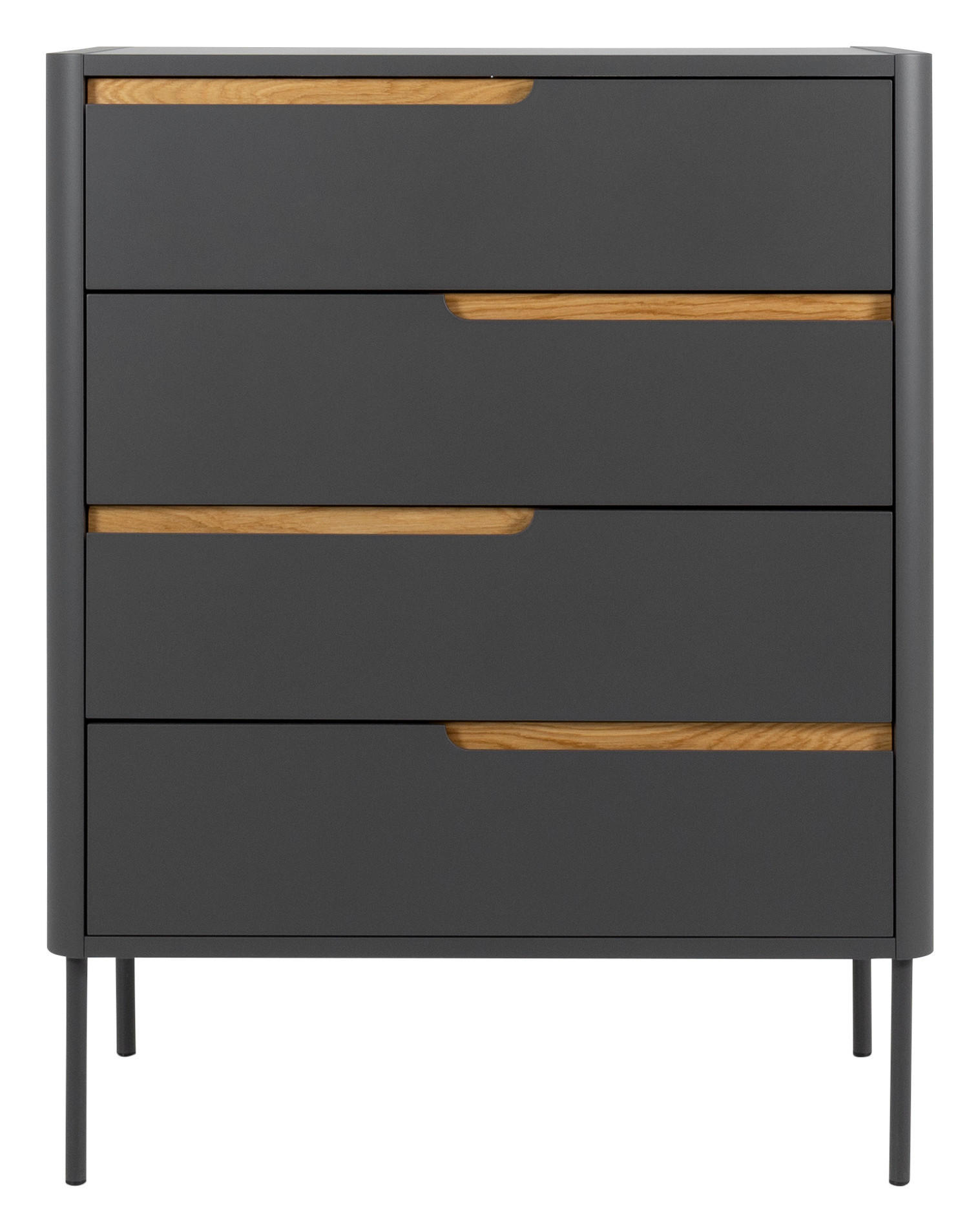 KOMMODE 80/102/45 cm  - Eichefarben/Anthrazit, Design, Holz/Metall (80/102/45cm)
