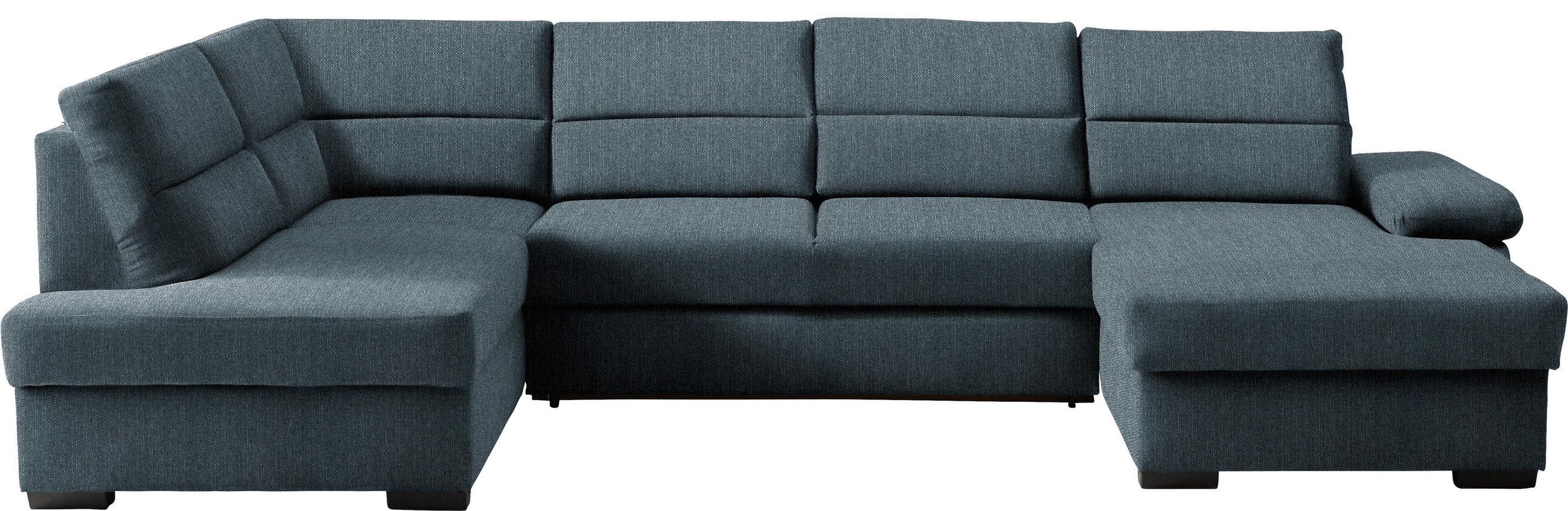 WOHNLANDSCHAFT Webstoff Blau  - Blau/Dunkelbraun, Konventionell, Kunststoff/Textil (183/319/166cm) - Cantus