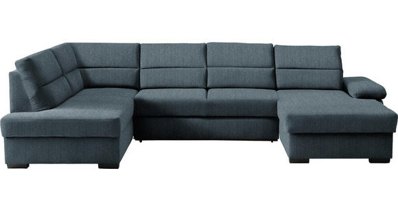 WOHNLANDSCHAFT  in Webstoff Blau  - Blau/Dunkelbraun, KONVENTIONELL, Kunststoff/Textil (183/319/166cm) - Cantus