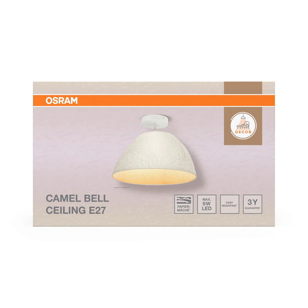 DECKENLEUCHTE  37.5/28.8 cm    - Basics, Papier/Metall (37.5/28.8cm) - Osram