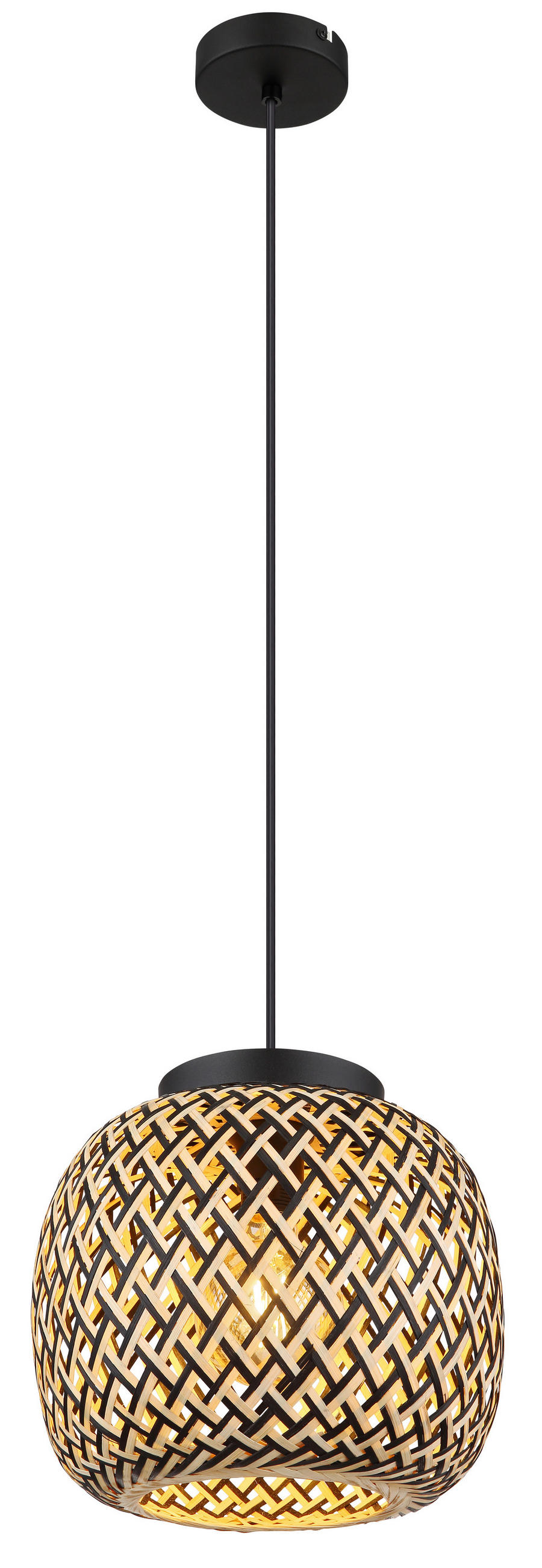 HÄNGELEUCHTE 30/120 cm    - Schwarz/Naturfarben, Natur, Naturmaterialien/Kunststoff (30/120cm) - Globo