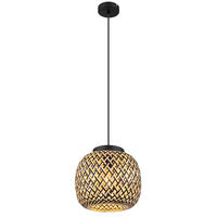 HÄNGLAMPA 30/120 cm  - svart/naturfärgad, Natur, metall/plast (30/120cm) - Globo