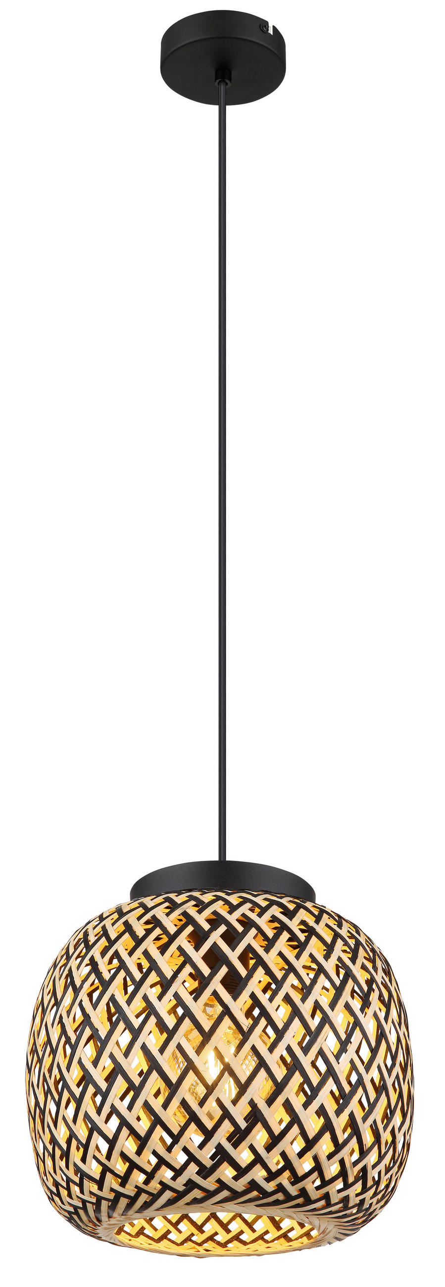HÄNGLAMPA 30/120 cm  - svart/naturfärgad, Natur, metall/plast (30/120cm) - Globo