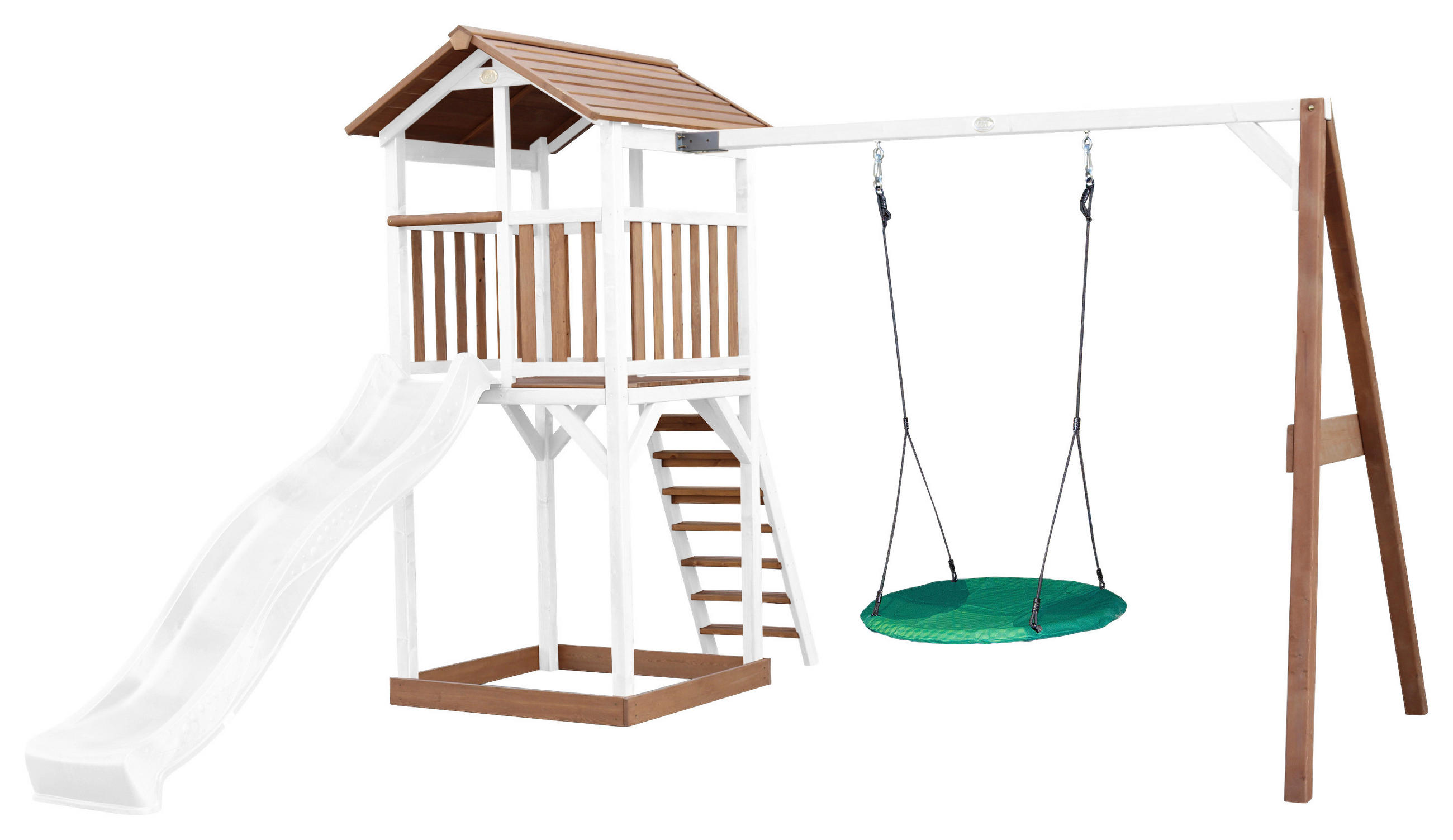 SPIELTURM  - Braun/Weiß, KONVENTIONELL, Holz/Kunststoff (356,6/241,9/349cm) - Ambia Garden