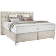 BOXSPRINGBETT 180/200 cm  in Beige  - Beige/Silberfarben, KONVENTIONELL, Textil/Metall (180/200cm) - Ambiente
