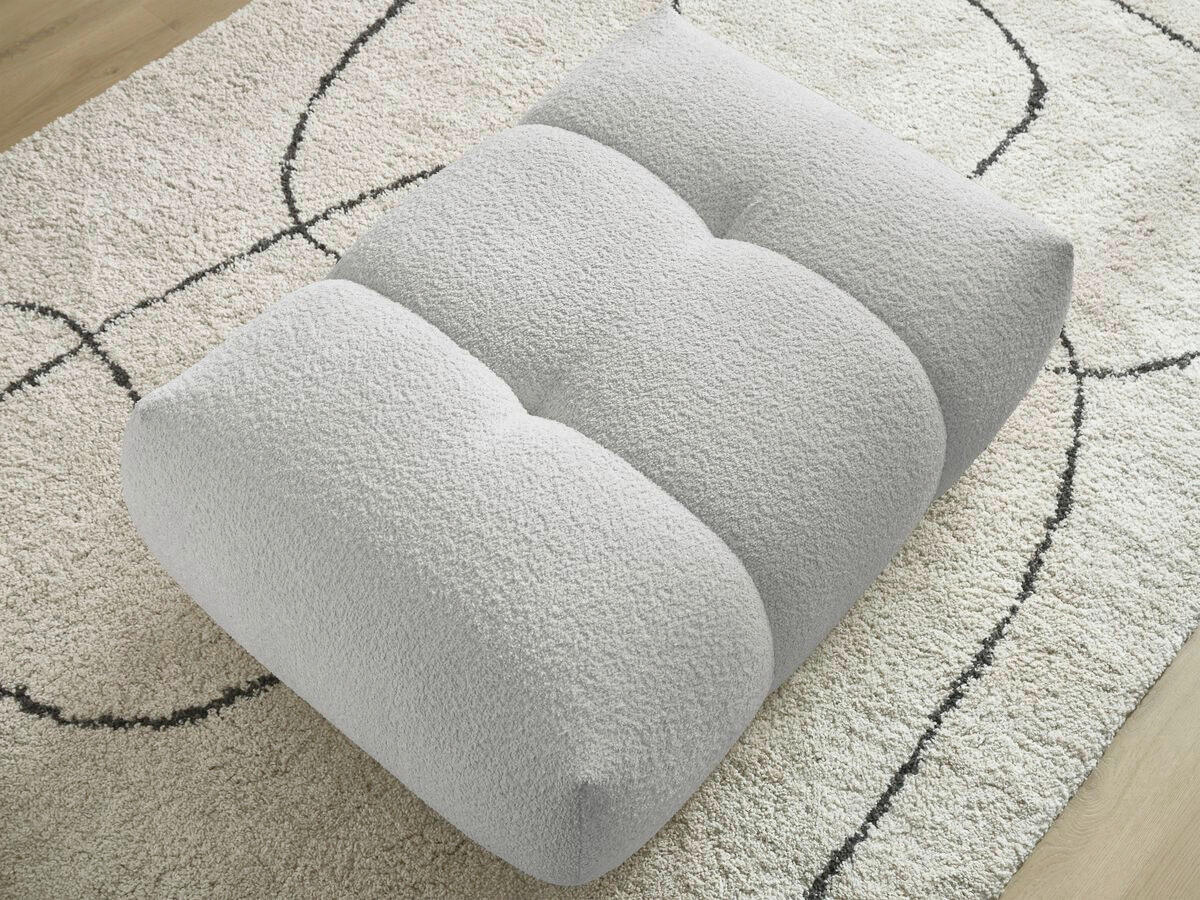 HOCKER FUJI  Bouclé Hellgrau  - Hellgrau/Schwarz, MODERN, Kunststoff/Textil (112/44/80cm)