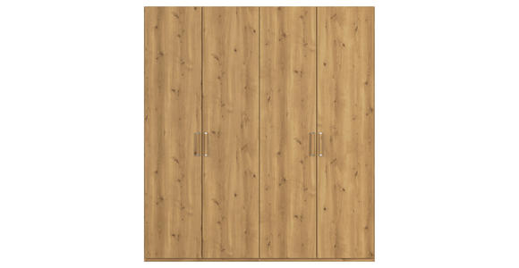 DREHTÜRENSCHRANK 201/223/60 cm 4-türig Eichefarben  - Eichefarben/Silberfarben, Design, Holzwerkstoff/Kunststoff (201/223/60cm) - Novel