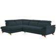 ECKSOFA in Flachgewebe Blau  - Blau/Eichefarben, MODERN, Holz/Textil (212/287cm) - Valnatura